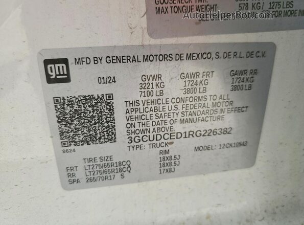 3GCUDCED1RG226382 2024 CHEVROLET SILVERADO White 