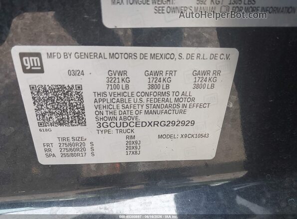 3GCUDCEDXRG292929 2024 CHEVROLET SILVERADO Black Շարժիչի բաժամունքի տեսք