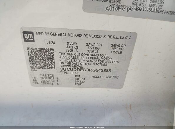 3GCUDDED0RG243888 2024 CHEVROLET SILVERADO White Vista del compartimento del motor