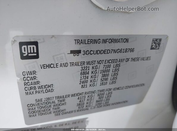 3GCUDDED7NG618766 2022 CHEVROLET SILVERADO Белый Вид подкапотного пространства