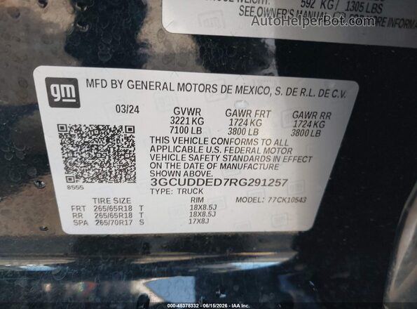 3GCUDDED7RG291257 2024 CHEVROLET SILVERADO Black Շարժիչի բաժամունքի տեսք