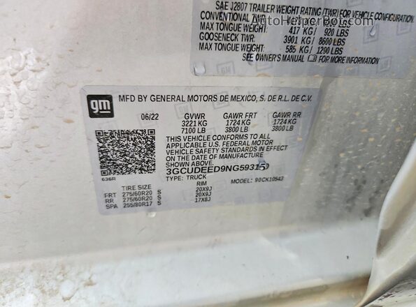 3GCUDEED9NG593150 2022 CHEVROLET SILVERADO Silver 