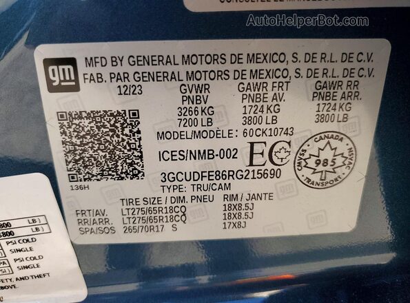 3GCUDFE86RG215690 2024 CHEVROLET SILVERADO Blue Widok komory silnika