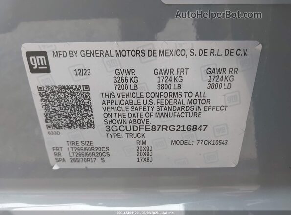 3GCUDFE87RG216847 2024 CHEVROLET SILVERADO Gray ძრავის განყოფილების ხედი