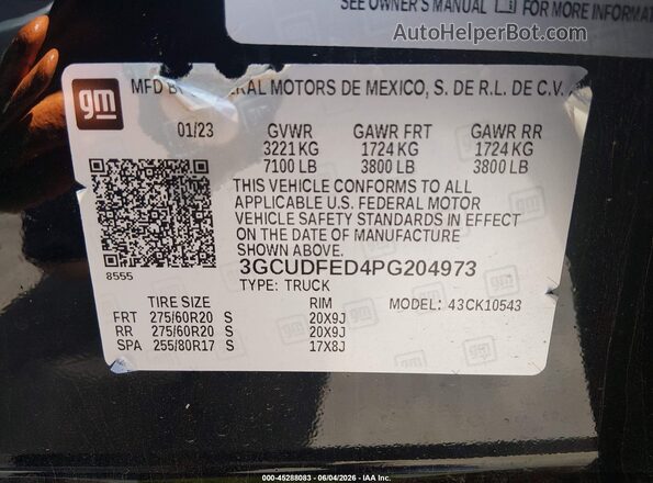 3GCUDFED4PG204973 2023 CHEVROLET SILVERADO Black Շարժիչի բաժամունքի տեսք