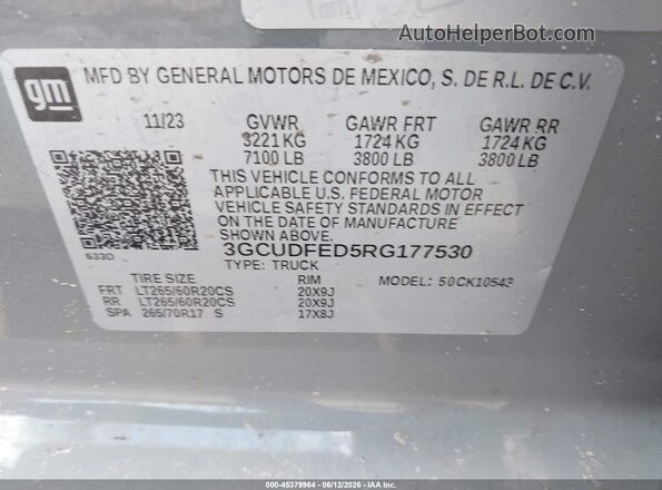 3GCUDFED5RG177530 2024 CHEVROLET SILVERADO Gray Widok komory silnika