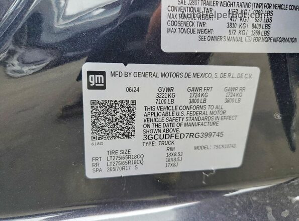 3GCUDFED7RG399745 2024 CHEVROLET SILVERADO Charcoal Вид підкапотного простору