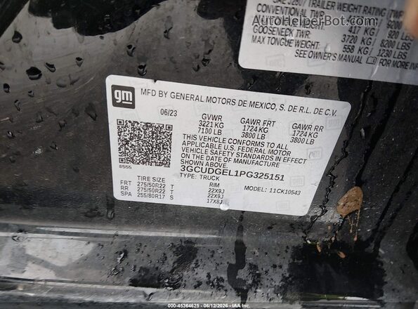 3GCUDGEL1PG325151 2023 CHEVROLET SILVERADO Черный Вид подкапотного пространства