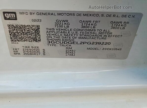 3GCUDGEL2PG239220 2023 CHEVROLET SILVERADO White Widok komory silnika