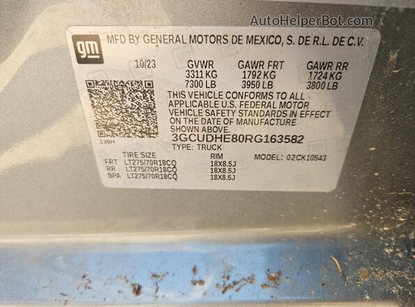 3GCUDHE80RG163582 2024 CHEVROLET SILVERADO Silver Widok komory silnika