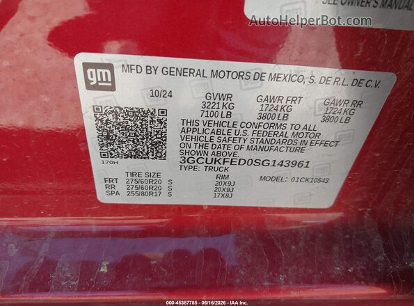 3GCUKFED0SG143961 2025 CHEVROLET SILVERADO Темно-бордовый Вид подкапотного пространства
