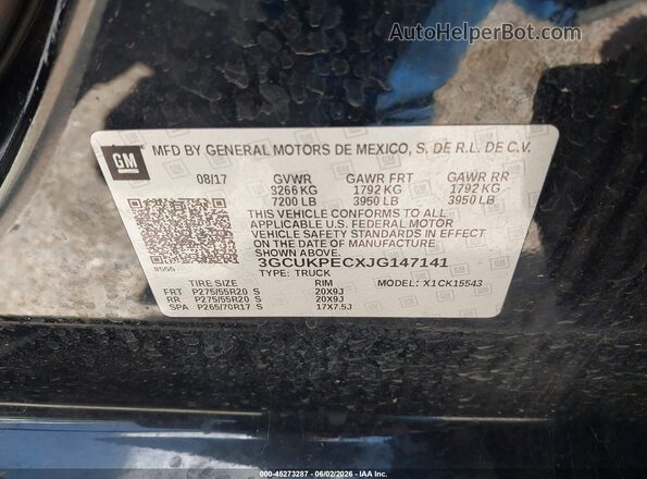 3GCUKPECXJG147141 2018 CHEVROLET SILVERADO Черный Вид подкапотного пространства