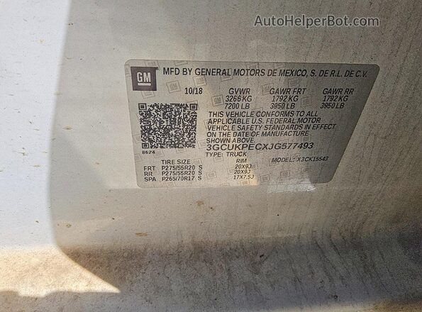 3GCUKPECXJG577493 2018 CHEVROLET SILVERADO White Вид підкапотного простору