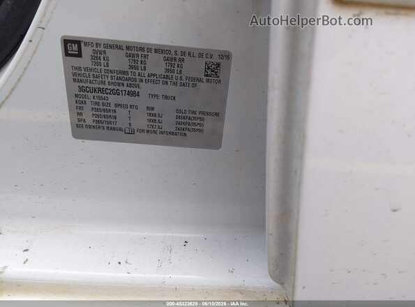 3GCUKREC2GG174984 2016 CHEVROLET SILVERADO Белый Вид подкапотного пространства