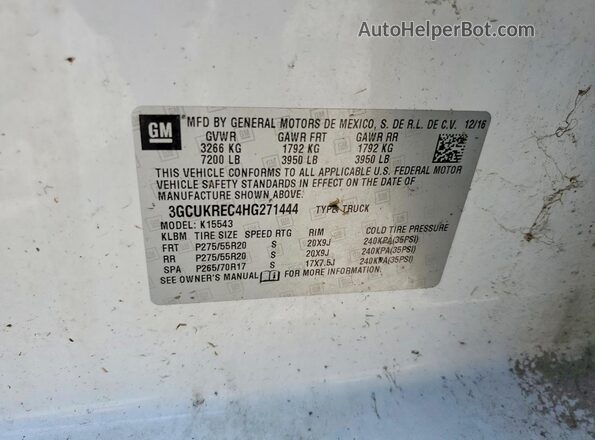 3GCUKREC4HG271444 2017 CHEVROLET SILVERADO White Widok komory silnika