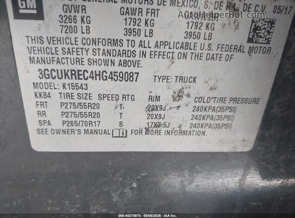 3GCUKREC4HG459087 2017 CHEVROLET SILVERADO Black Widok komory silnika