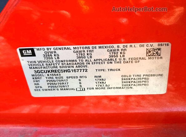 3GCUKREC5HG167772 2017 CHEVROLET SILVERADO Red Widok komory silnika
