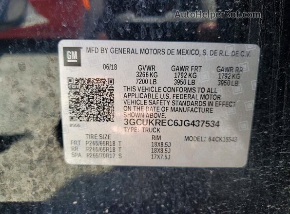 3GCUKREC6JG437534 2018 CHEVROLET SILVERADO Черный Вид подкапотного пространства
