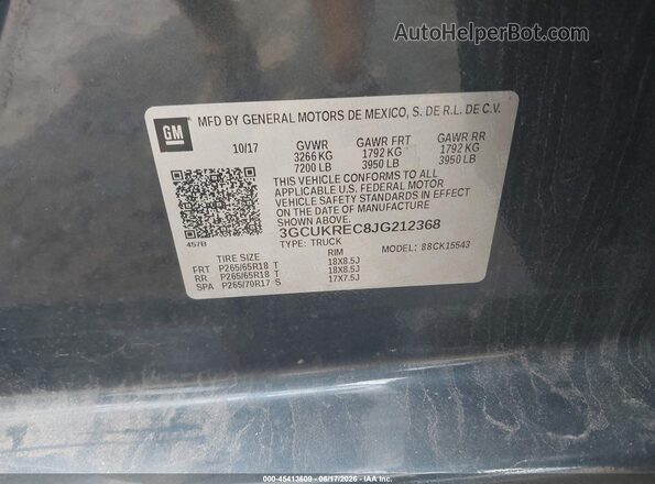 3GCUKREC8JG212368 2018 CHEVROLET SILVERADO Dark Blue Engine compartment view