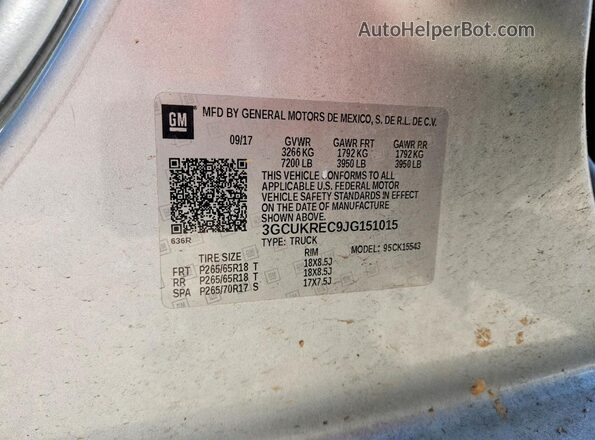 3GCUKREC9JG151015 2018 CHEVROLET SILVERADO Silver Вид підкапотного простору
