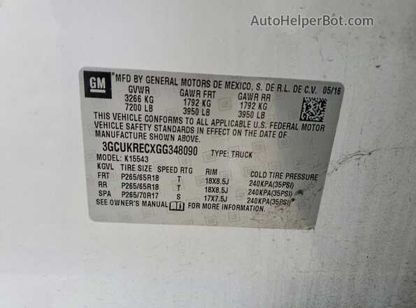 3GCUKRECXGG348090 2016 CHEVROLET SILVERADO Пожар Вид подкапотного пространства