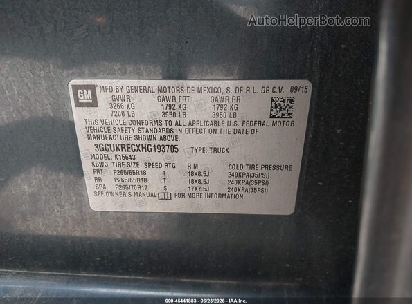 3GCUKRECXHG193705 2017 CHEVROLET SILVERADO Dark Blue Շարժիչի բաժամունքի տեսք