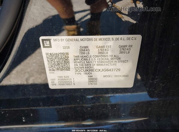 3GCUKRECXJG643729 2018 CHEVROLET SILVERADO Черный 