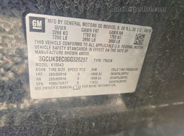 3GCUKSEC0GG326297 2016 CHEVROLET SILVERADO Black 