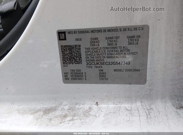 3GCUKSEC2JG547343 2018 CHEVROLET SILVERADO White Engine compartment view
