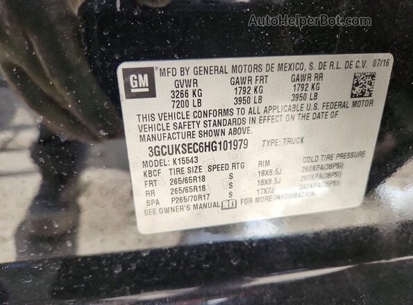 3GCUKSEC6HG101979 2017 CHEVROLET SILVERADO Black 