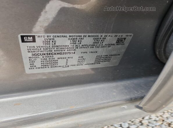 3GCUKSECXHG207514 2017 CHEVROLET SILVERADO Gray Widok komory silnika