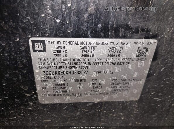 3GCUKSECXHG332027 2017 CHEVROLET SILVERADO Black Շարժիչի բաժամունքի տեսք