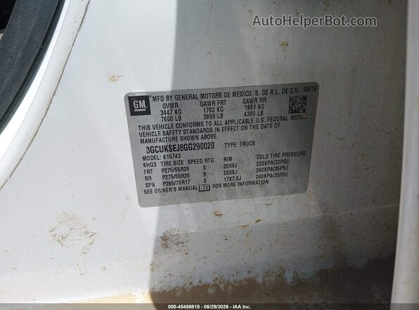 3GCUKSEJ8GG290020 2016 CHEVROLET SILVERADO Белый Вид подкапотного пространства