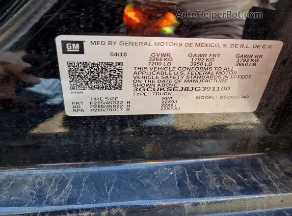 3GCUKSEJ8JG391100 2018 CHEVROLET SILVERADO Black Vista del compartimento del motor