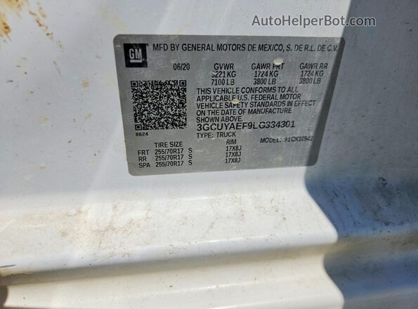 3GCUYAEF9LG334301 2020 CHEVROLET SILVERADO White Widok komory silnika