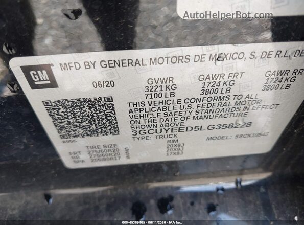 3GCUYEED5LG358228 2020 CHEVROLET SILVERADO Black Շարժիչի բաժամունքի տեսք