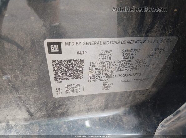 3GCUYEED7KG183771 2019 CHEVROLET SILVERADO Blue Շարժիչի բաժամունքի տեսք