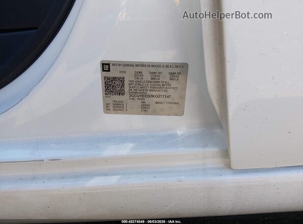 3GCUYEED7KG277147 2019 CHEVROLET SILVERADO White Widok komory silnika