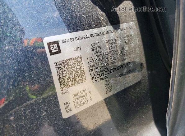 3GCUYGED9KG297797 2019 CHEVROLET SILVERADO Угольный Вид подкапотного пространства
