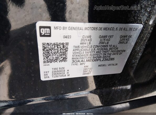 3GKALMEG0PL236285 2023 GMC TERRAIN Black Շարժիչի բաժամունքի տեսք