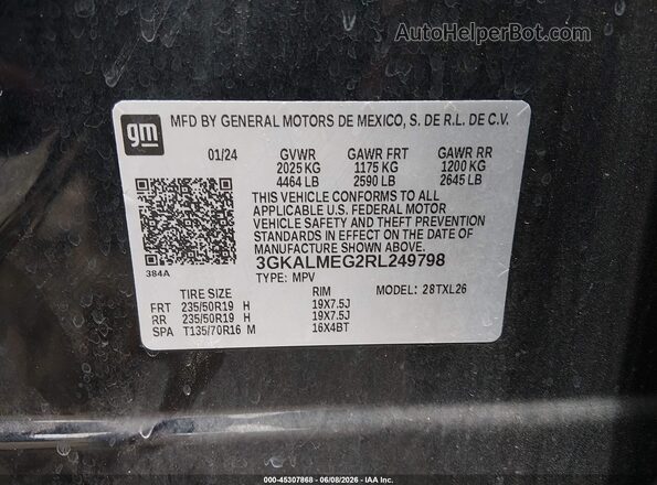 3GKALMEG2RL249798 2024 GMC TERRAIN Black Շարժիչի բաժամունքի տեսք