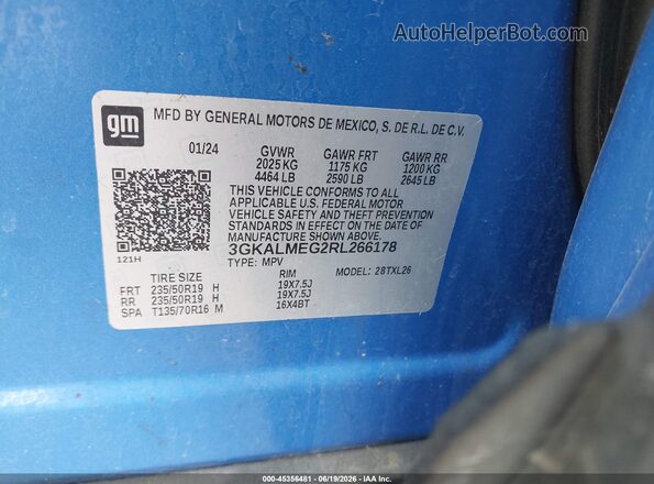 3GKALMEG2RL266178 2024 GMC TERRAIN Blue ძრავის განყოფილების ხედი