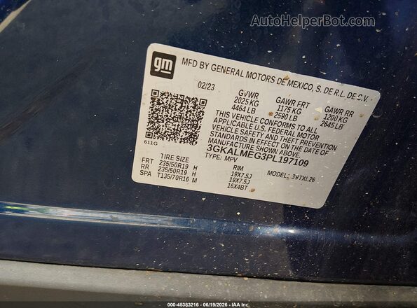 3GKALMEG3PL197109 2023 GMC TERRAIN Blue Շարժիչի բաժամունքի տեսք