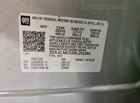 3GKALMEG3RL331264 2024 GMC TERRAIN Gray Engine compartment view