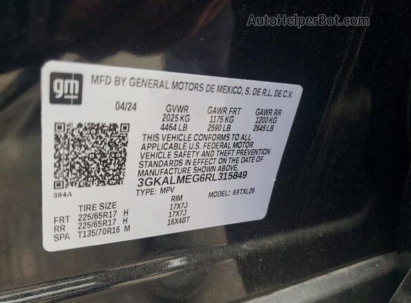 3GKALMEG6RL315849 2024 GMC TERRAIN Black Vista de la etiqueta del VIN