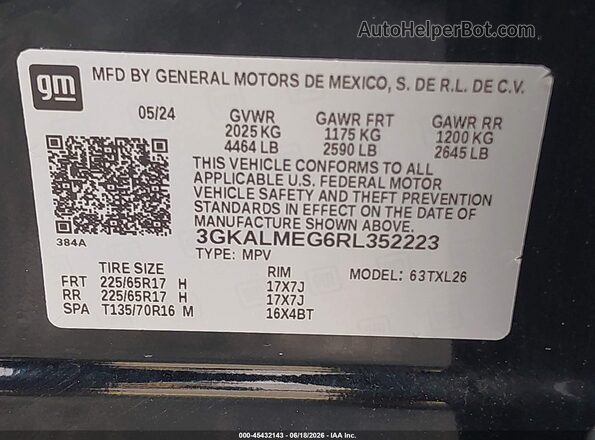 3GKALMEG6RL352223 2024 GMC TERRAIN Black 