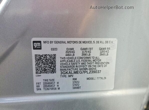 3GKALMEG7PL239037 2023 GMC TERRAIN Gray 360 interior view