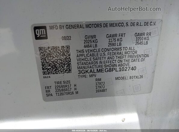 3GKALMEG8PL102740 2023 GMC TERRAIN White Вид підкапотного простору