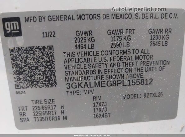3GKALMEG8PL155812 2023 GMC TERRAIN White ძრავის განყოფილების ხედი