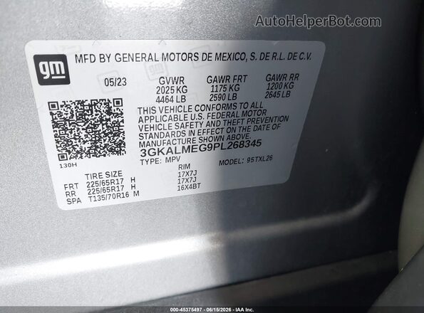 3GKALMEG9PL268345 2023 GMC TERRAIN Gray Engine compartment view